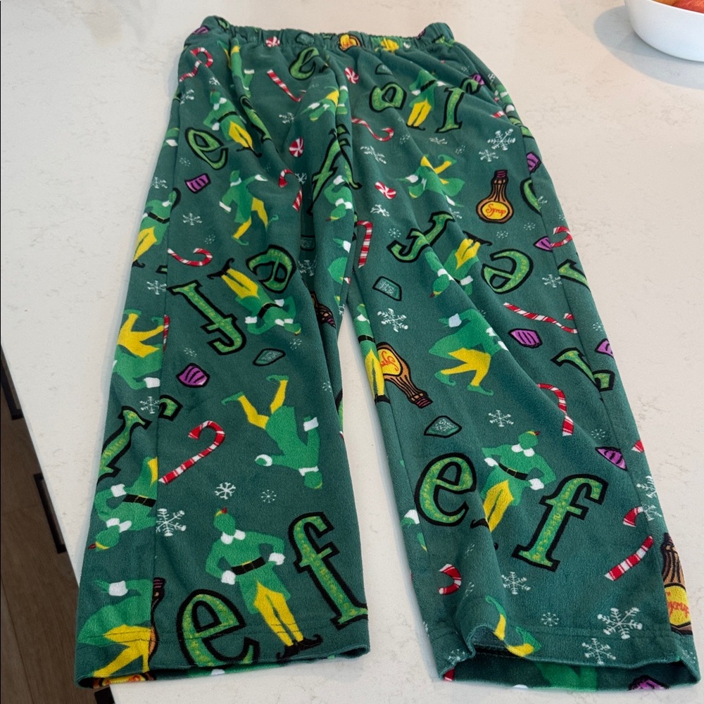 Hunter Green Elf Pattern adult Pajamas-small